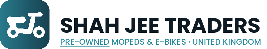 Shah Jee Traders logo, dark lettering